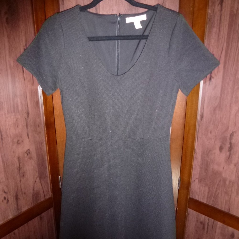 Lark & Ro Black Fit & Flare Textured Dress
